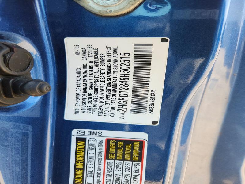 Продажа на аукционе авто 2006 Honda Civic Ex, vin: 2HGFG12846H502515, номер лота: 55395876