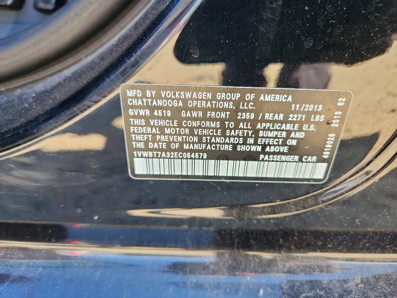 54096086 :رقم المزاد ، 1VWBT7A32EC054579 vin ، 2014 Volkswagen Passat مزاد بيع