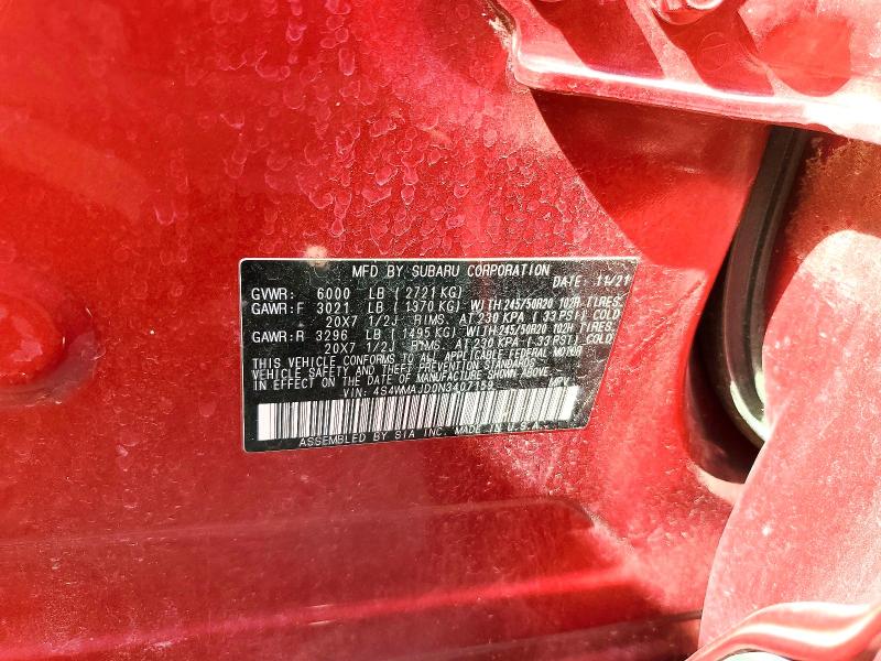Auction sale of the 2022 Subaru Ascent, vin: 4S4WMAJD0N3407159, lot number: 53226316