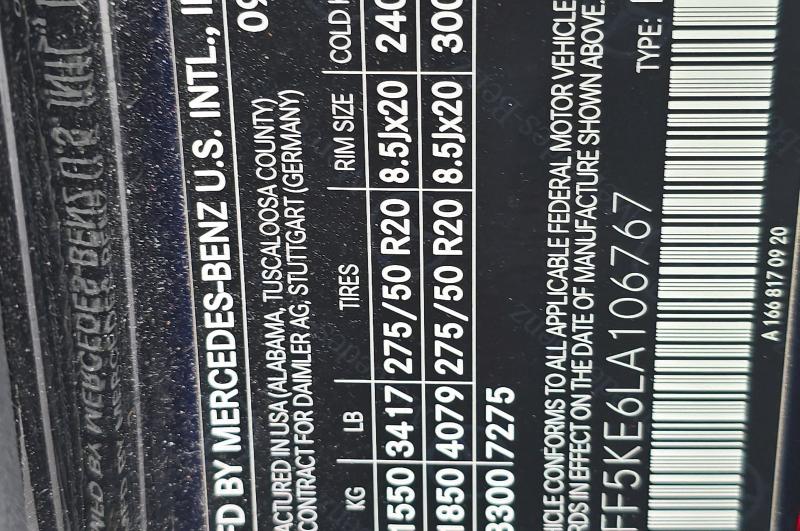 2020 Mercedes-benz Gls მანქანა იყიდება აუქციონზე, vin: 4JGFF5KE6LA106767, აუქციონის ნომერი: 52511006