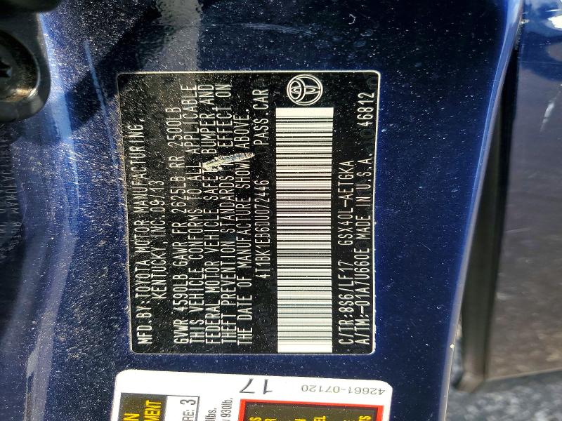 51367376 :رقم المزاد ، 4T1BK1EB6DU072446 vin ، 2013 Toyota Avalon مزاد بيع