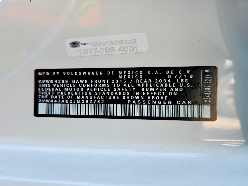 Aukcja sprzedaży 2018 Volkswagen Gti, vin: 3VW447AU2JM292732, numer aukcji: 54343336