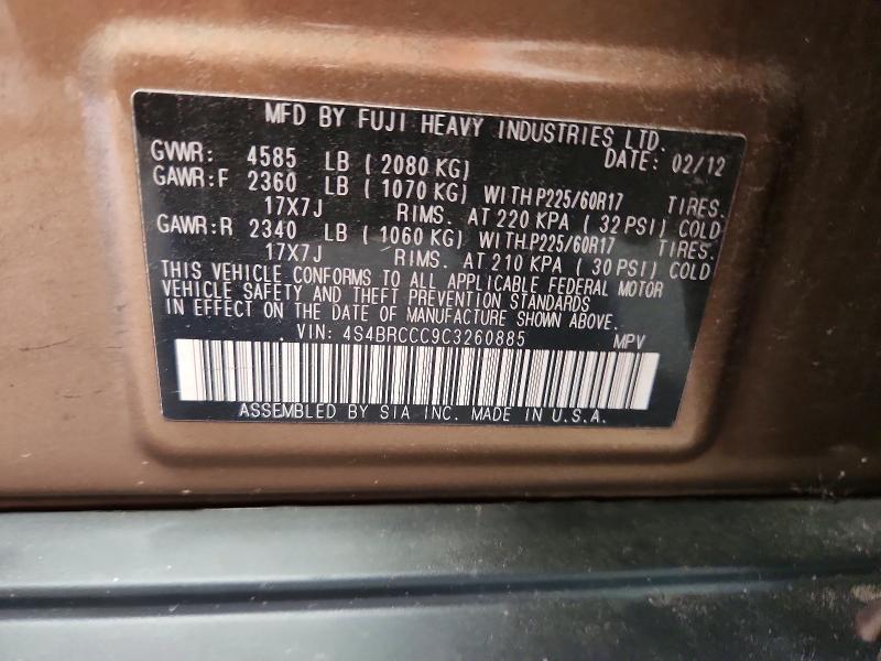 Aukcja sprzedaży 2012 Subaru Outback, vin: 4S4BRCCC9C3260885, numer aukcji: 51580136