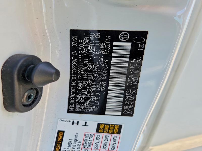 Aukcja sprzedaży 2022 Toyota Prius, vin: JTDKAMFU4N3156748, numer aukcji: 54918496