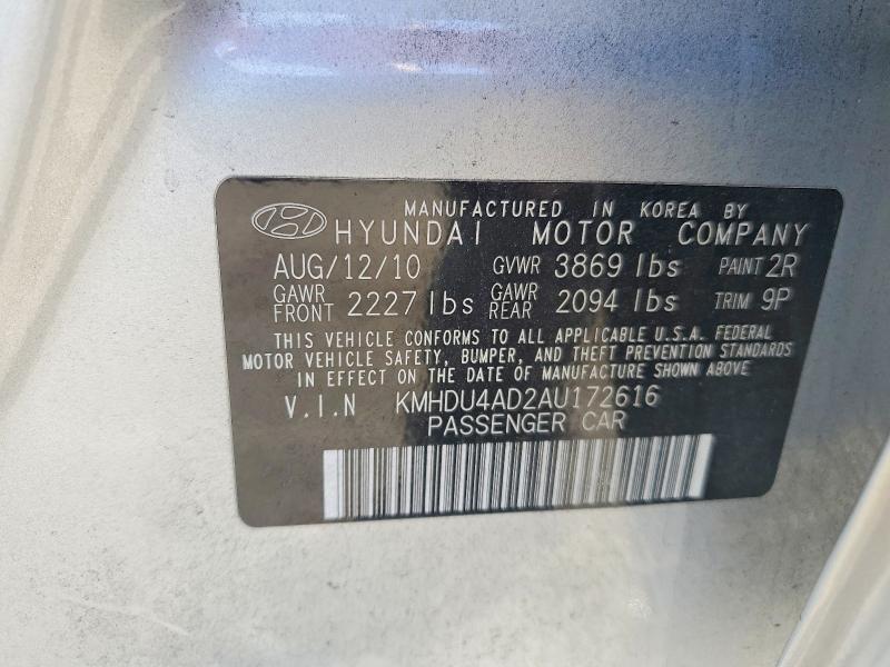 Продажа на аукционе авто 2010 Hyundai Elantra, vin: KMHDU4AD2AU172616, номер лота: 54640166