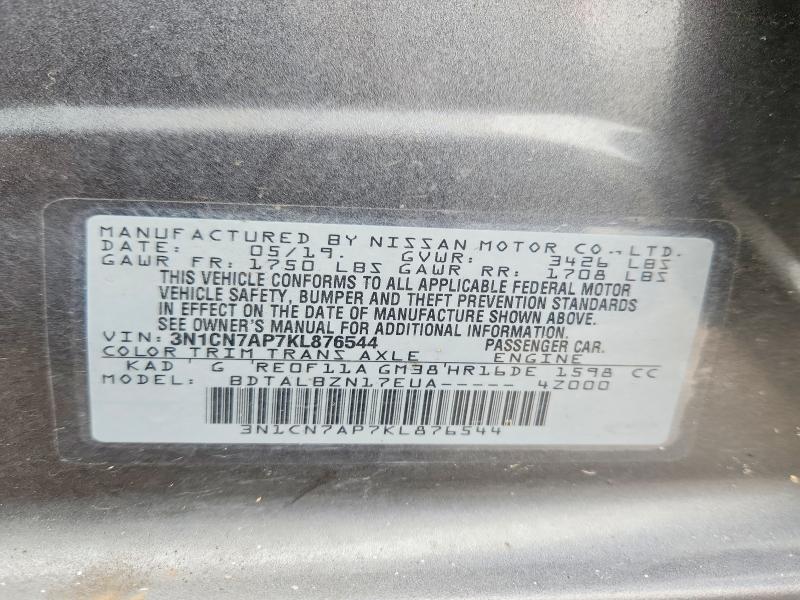 Aukcja sprzedaży 2019 Nissan Versa, vin: 3N1CN7AP7KL876544, numer aukcji: 51669436