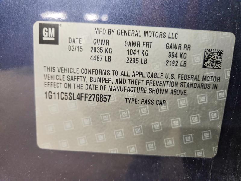 52939726 :رقم المزاد ، 1G11C5SL4FF276857 vin ، 2015 Chevrolet Malibu مزاد بيع