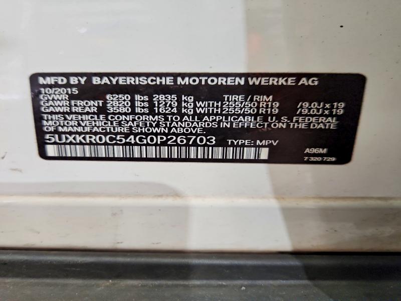 2016 Bmw X5 მანქანა იყიდება აუქციონზე, vin: 5UXKR0C54G0P26703, აუქციონის ნომერი: 52961206