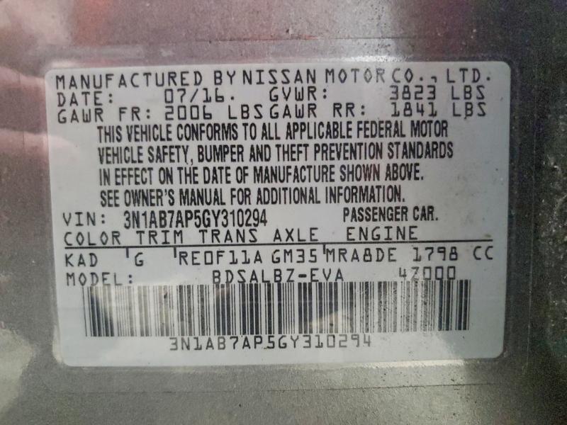 Aukcja sprzedaży 2016 Nissan Sentra, vin: 3N1AB7AP5GY310294, numer aukcji: 54758286