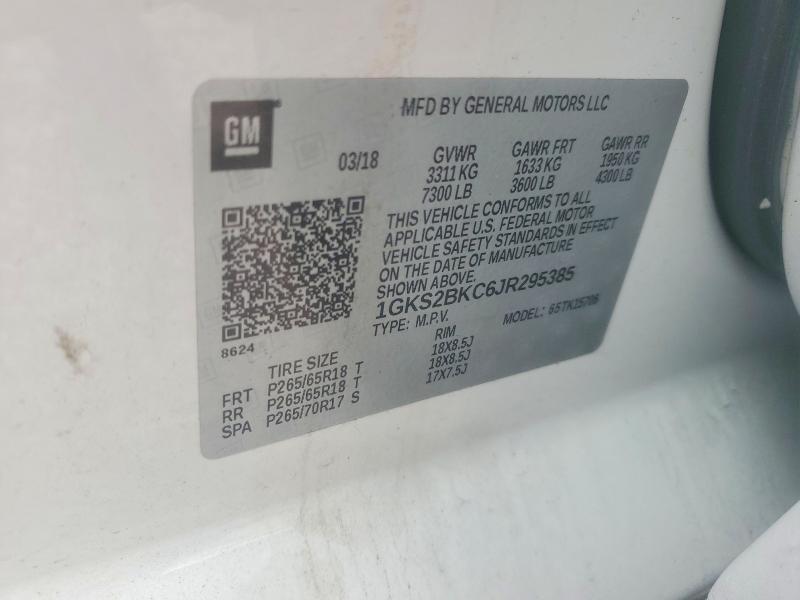 Aukcja sprzedaży 2018 Gmc Yukon, vin: 1GKS2BKC6JR295385, numer aukcji: 52126566