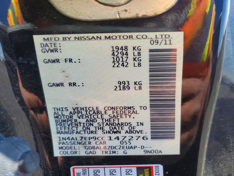 2012 Nissan Altima მანქანა იყიდება აუქციონზე, vin: 1N4AL2EP9CC147276, აუქციონის ნომერი: 55643746