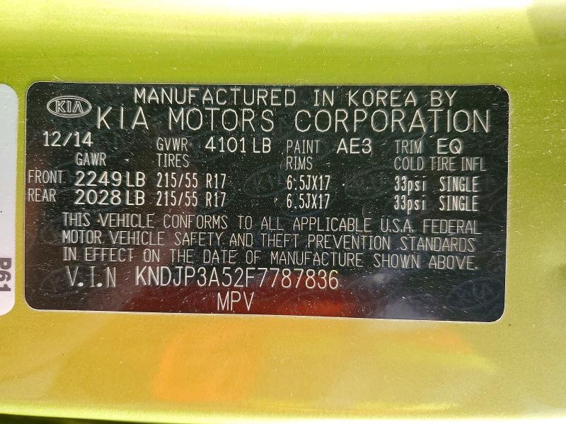 Продаж на аукціоні авто 2015 Kia Soul, vin: KNDJP3A52F7787836, номер лоту: 52033356