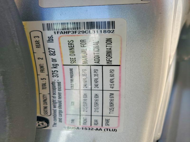 53359666 :رقم المزاد ، 1FAHP3F29CL311802 vin ، 2012 Ford Focus مزاد بيع