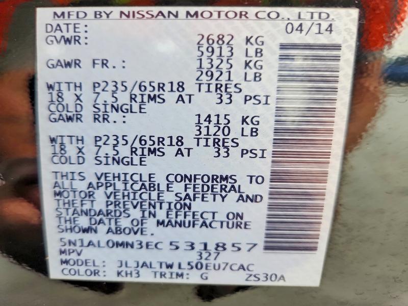 Продаж на аукціоні авто 2014 Infiniti Qx60, vin: 5N1AL0MN3EC531857, номер лоту: 51249136