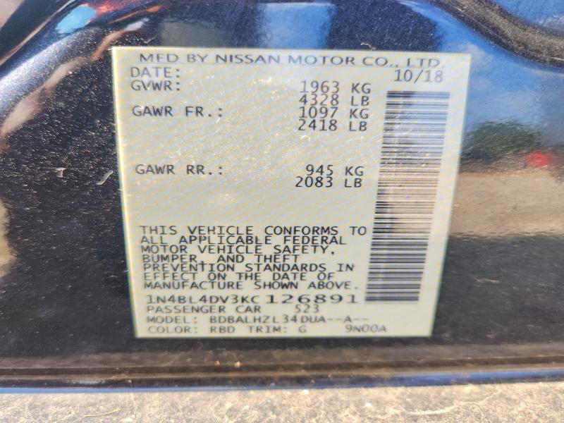 53366796 :رقم المزاد ، 1N4BL4DV3KC126891 vin ، 2019 Nissan Altima مزاد بيع
