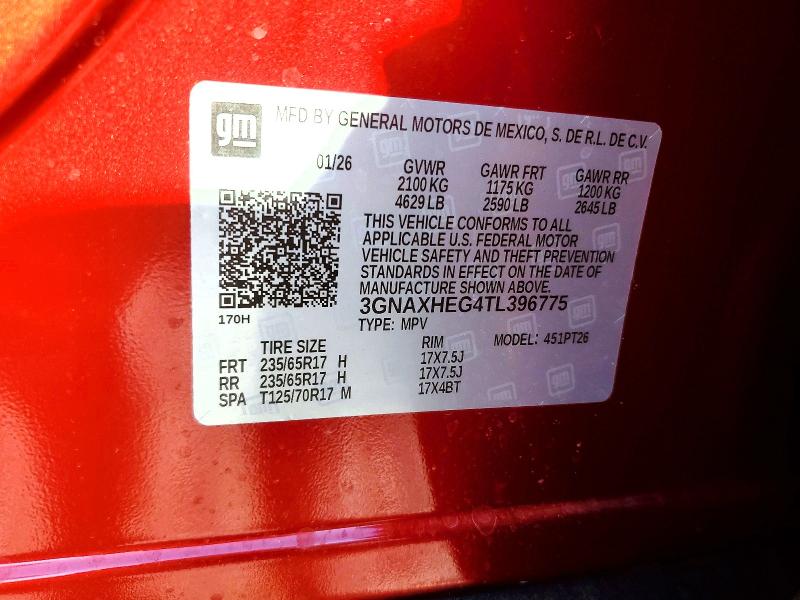 Продажа на аукционе авто 2026 Chevrolet Equinox, vin: 3GNAXHEG4TL396775, номер лота: 52934146