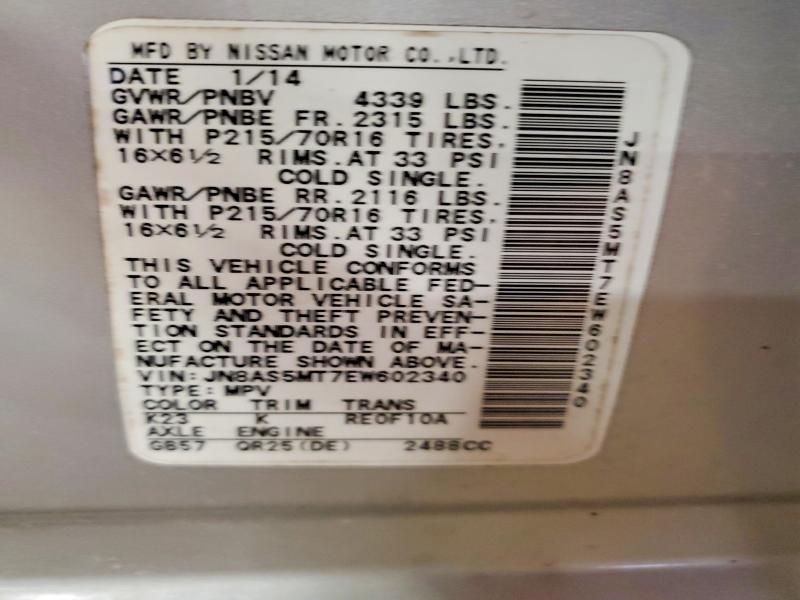 Продаж на аукціоні авто 2014 Nissan Rogue Select, vin: JN8AS5MT7EW602340, номер лоту: 52647576