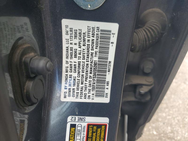 Aukcja sprzedaży 2010 Honda Civic, vin: 19XFA1F53AE053901, numer aukcji: 55566006