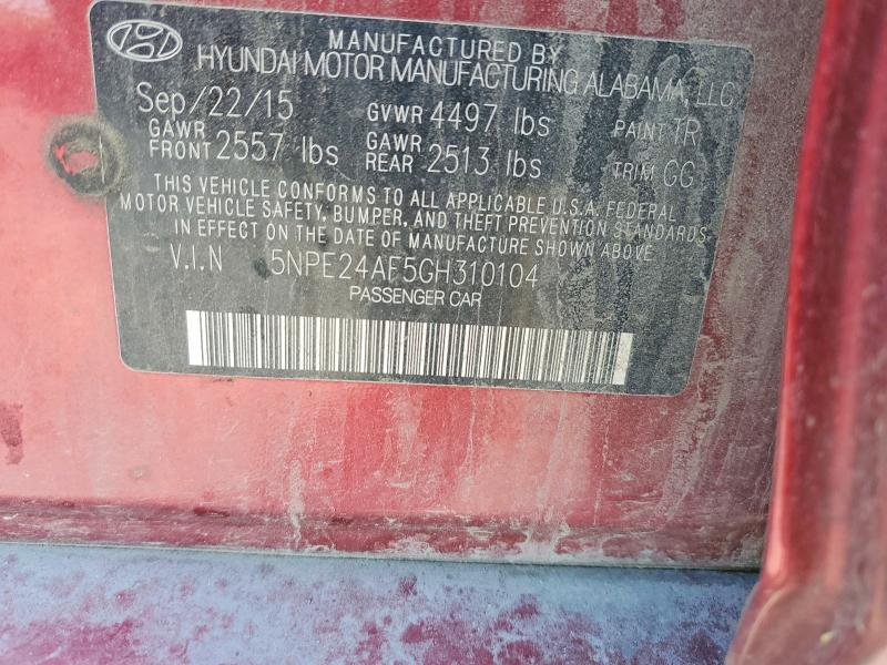 Продажа на аукционе авто 2016 Hyundai Sonata, vin: 5NPE24AF5GH310104, номер лота: 52288476