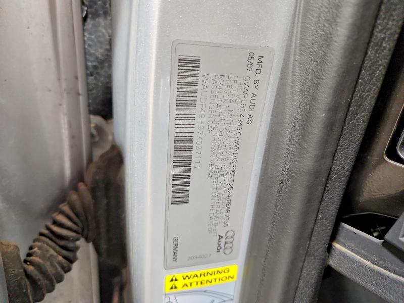 Aukcja sprzedaży 2007 Audi A4, vin: WAUDF48H97K037111, numer aukcji: 54240276