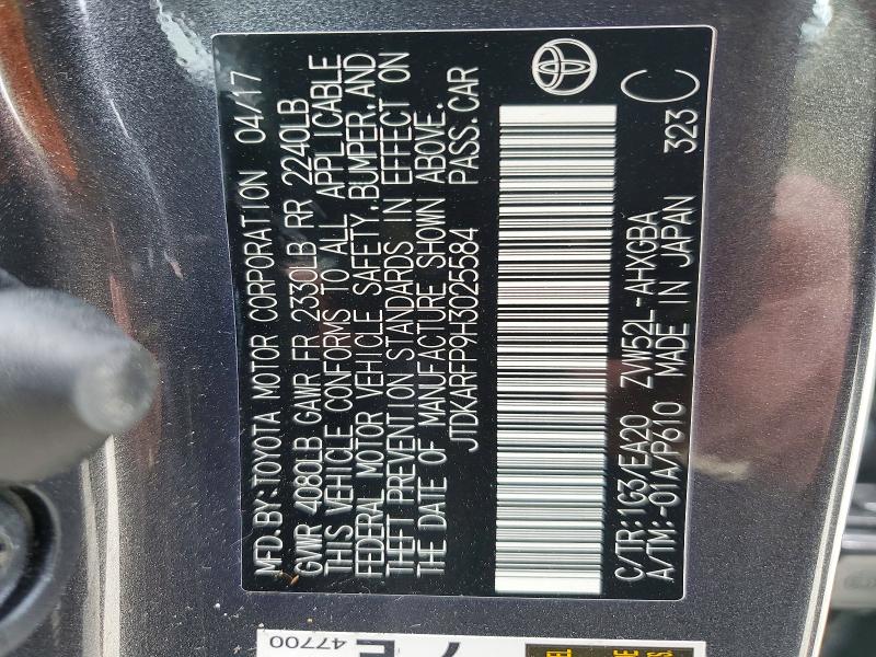 Продаж на аукціоні авто 2017 Toyota Prius Prime, vin: JTDKARFP9H3025584, номер лоту: 53161856