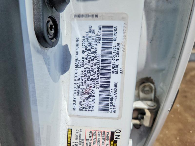 Aukcja sprzedaży 2004 Toyota Corolla, vin: 2T1BR32E84C238988, numer aukcji: 54441956