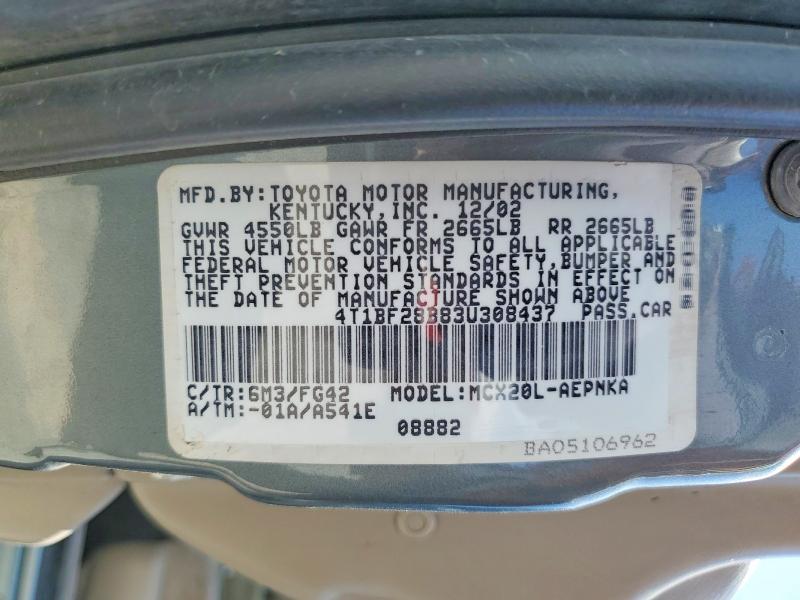 2003 Toyota Avalon მანქანა იყიდება აუქციონზე, vin: 4T1BF28B83U308437, აუქციონის ნომერი: 55160256
