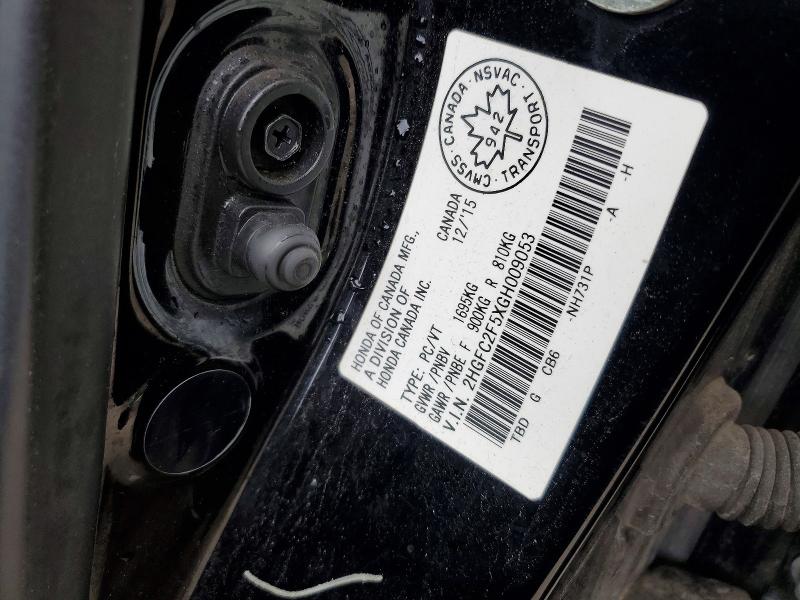 49818626 :رقم المزاد ، 2HGFC2F5XGH009053 vin ، 2016 Honda Civic مزاد بيع