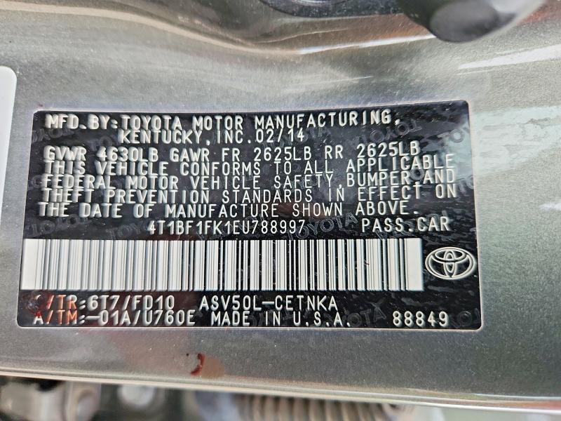 54070896 :رقم المزاد ، 4T1BF1FK1EU788997 vin ، 2014 Toyota Camry مزاد بيع