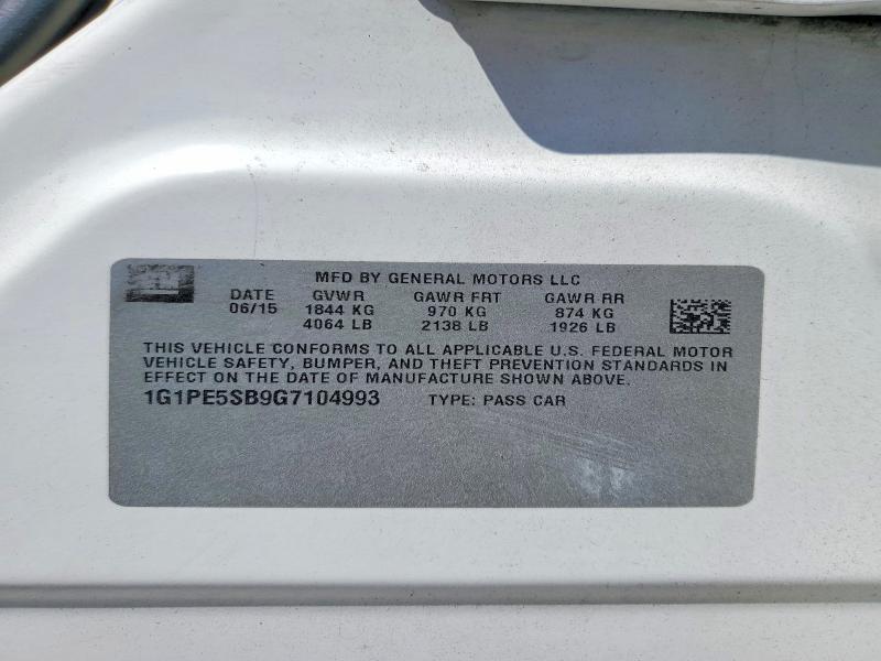 2016 Chevrolet Cruze Limited მანქანა იყიდება აუქციონზე, vin: 1G1PE5SB9G7104993, აუქციონის ნომერი: 53052736