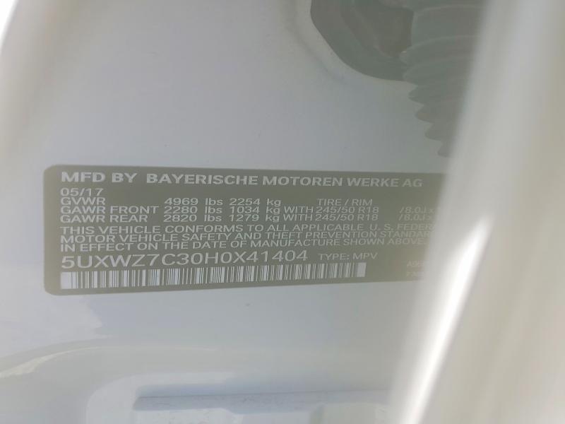Aukcja sprzedaży 2017 Bmw X3, vin: 5UXWZ7C30H0X41404, numer aukcji: 52723066