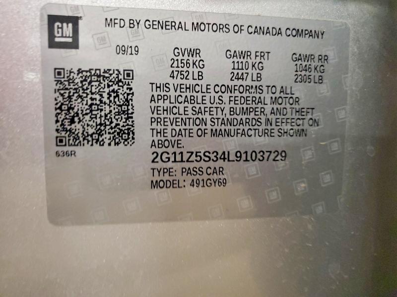 Продаж на аукціоні авто 2020 Chevrolet Impala, vin: 2G11Z5S34L9103729, номер лоту: 54672646