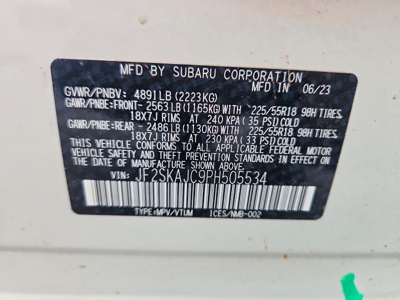 Продажа на аукционе авто 2023 Subaru Forester, vin: JF2SKAJC9PH505534, номер лота: 54002966