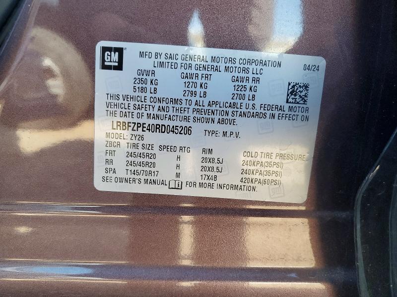 52865236 :رقم المزاد ، LRBFZPE40RD045206 vin ، 2024 Buick Envision مزاد بيع