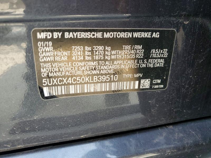 2019 Bmw X7 მანქანა იყიდება აუქციონზე, vin: 5UXCX4C50KLB39510, აუქციონის ნომერი: 52228786