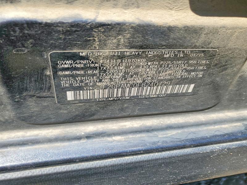 Aukcja sprzedaży 2015 Subaru Xv Crosstrek, vin: JF2GPAMC0F8240729, numer aukcji: 53899456