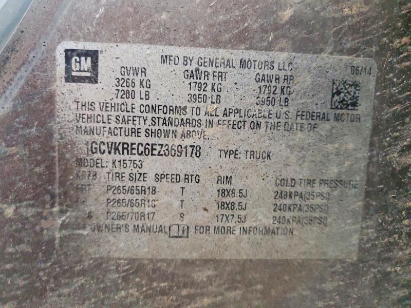 Auction sale of the 2014 Chevrolet Silverado, vin: 1GCVKREC6EZ369178, lot number: 54390316