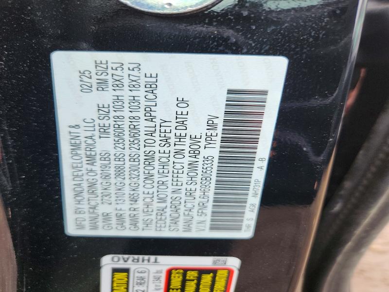 Продаж на аукціоні авто 2025 Honda Odyssey, vin: 5FNRL6H69SB055335, номер лоту: 53723876