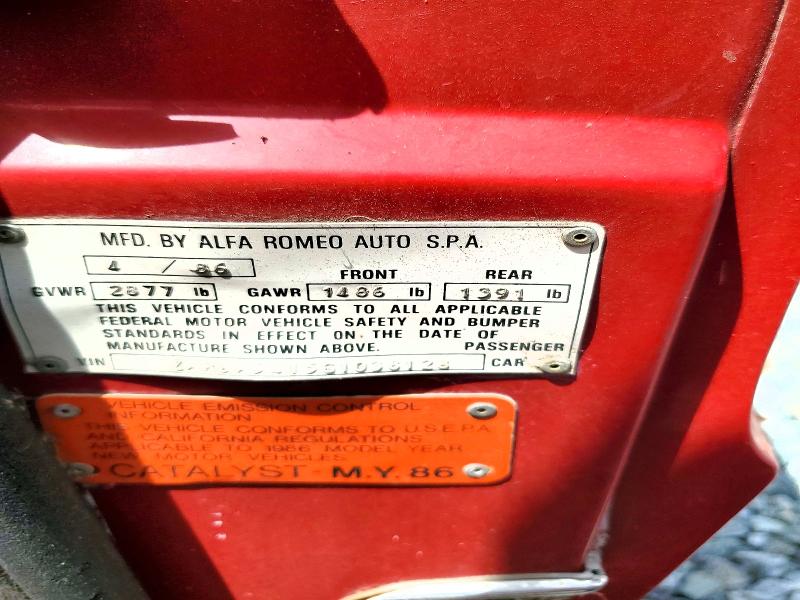 Aukcja sprzedaży 1986 Alfa Romeo Veloce, vin: ZARBA5415G1038128, numer aukcji: 52802606