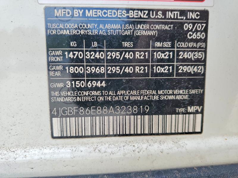 Aukcja sprzedaży 2008 Mercedes-benz Gl, vin: 4JGBF86E88A323819, numer aukcji: 50504626