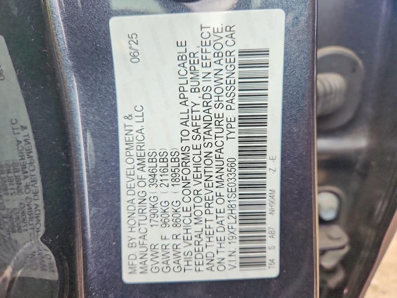 Продаж на аукціоні авто 2025 Honda Civic, vin: 19XFL2H81SE033560, номер лоту: 52985926