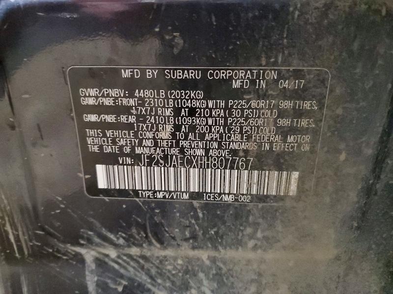 2017 Subaru Forester მანქანა იყიდება აუქციონზე, vin: JF2SJAECXHH807767, აუქციონის ნომერი: 55053956