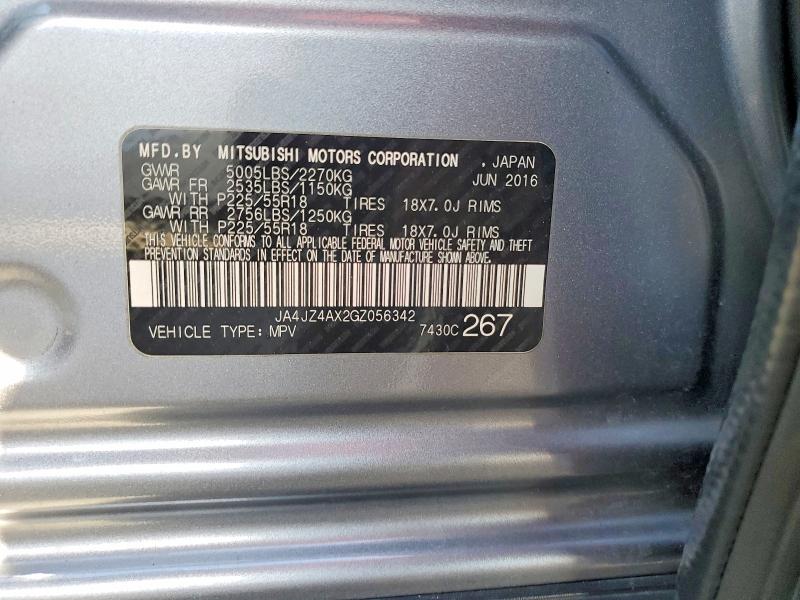 Продажа на аукционе авто 2016 Mitsubishi Outlander, vin: JA4JZ4AX2GZ056342, номер лота: 52768716