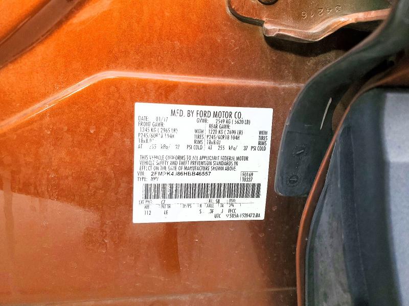 2017 Ford Edge მანქანა იყიდება აუქციონზე, vin: 2FMPK4J86HBB46557, აუქციონის ნომერი: 51582706