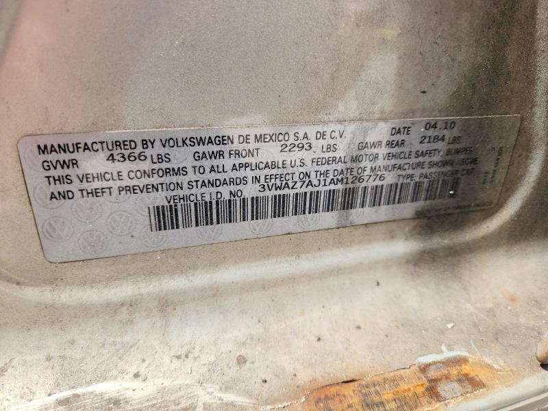 Продаж на аукціоні авто 2010 Volkswagen Jetta, vin: 3VWAZ7AJ1AM126776, номер лоту: 52381196