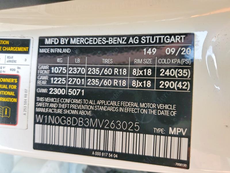Продажа на аукционе авто 2021 Mercedes-benz Glc, vin: W1N0G8DB3MV263025, номер лота: 54659446