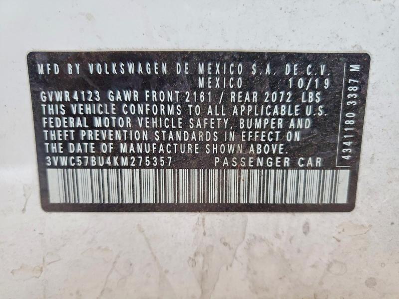 Aukcja sprzedaży 2019 Volkswagen Jetta, vin: 3VWC57BU4KM275357, numer aukcji: 52210116
