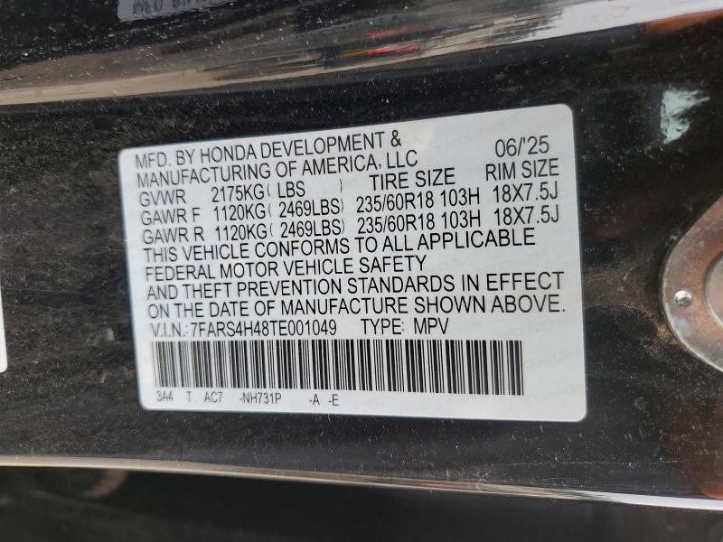 53229736 :رقم المزاد ، 7FARS4H48TE001049 vin ، 2026 Honda Cr-v مزاد بيع