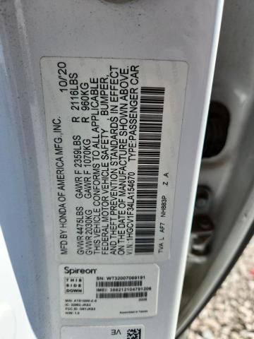 Продаж на аукціоні авто 2020 Honda Accord, vin: 1HGCV1F34LA154670, номер лоту: 54264356