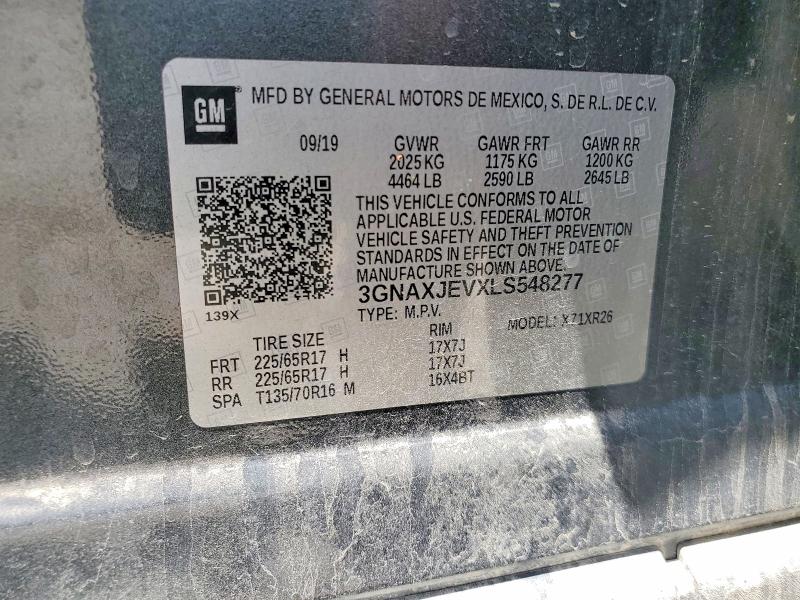 Aukcja sprzedaży 2020 Chevrolet Equinox, vin: 3GNAXJEVXLS548277, numer aukcji: 54825056